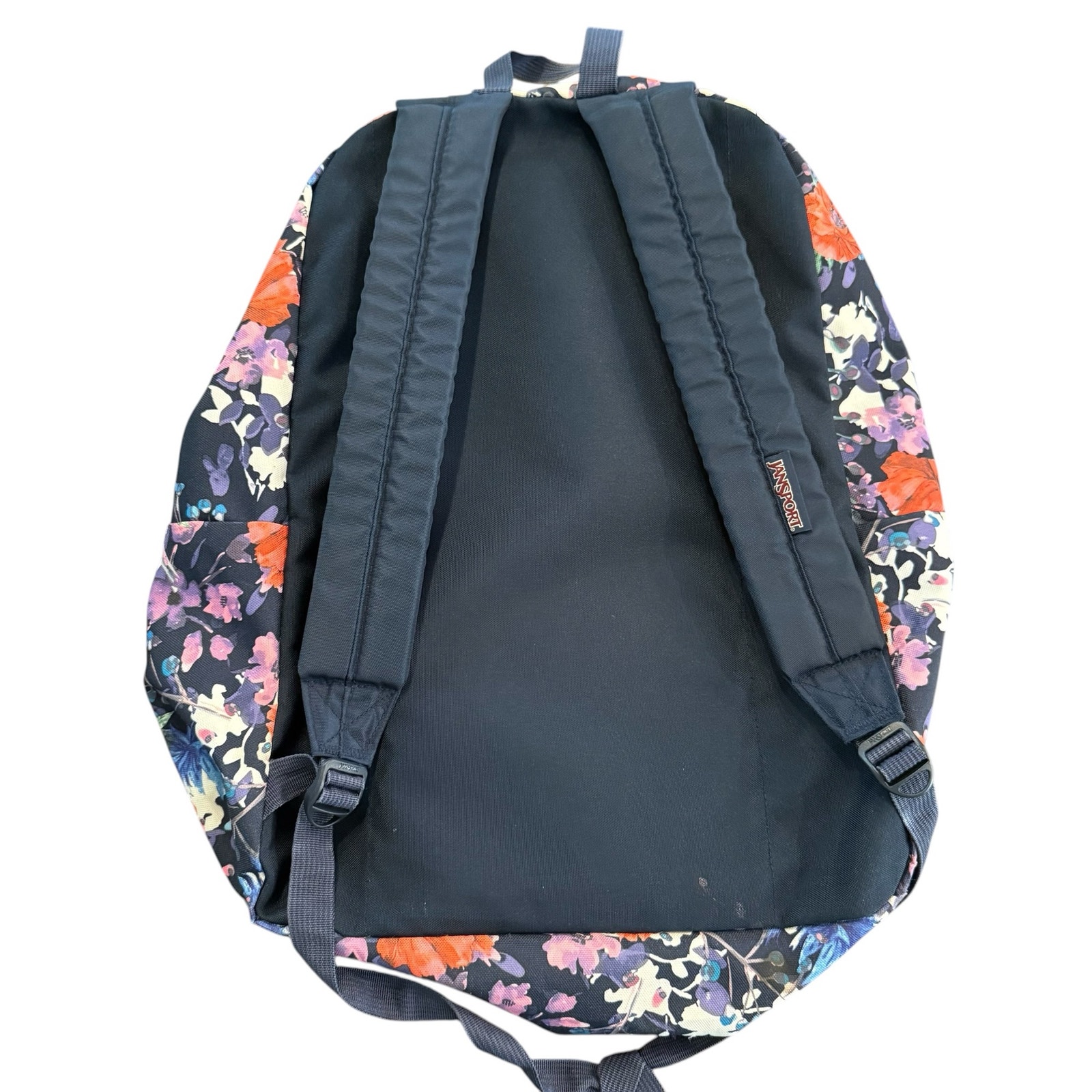 Jansport Backpack, Kids, Girls, Floral, Coral, Purple, Navy Blue, Zippered — image 6 of 7